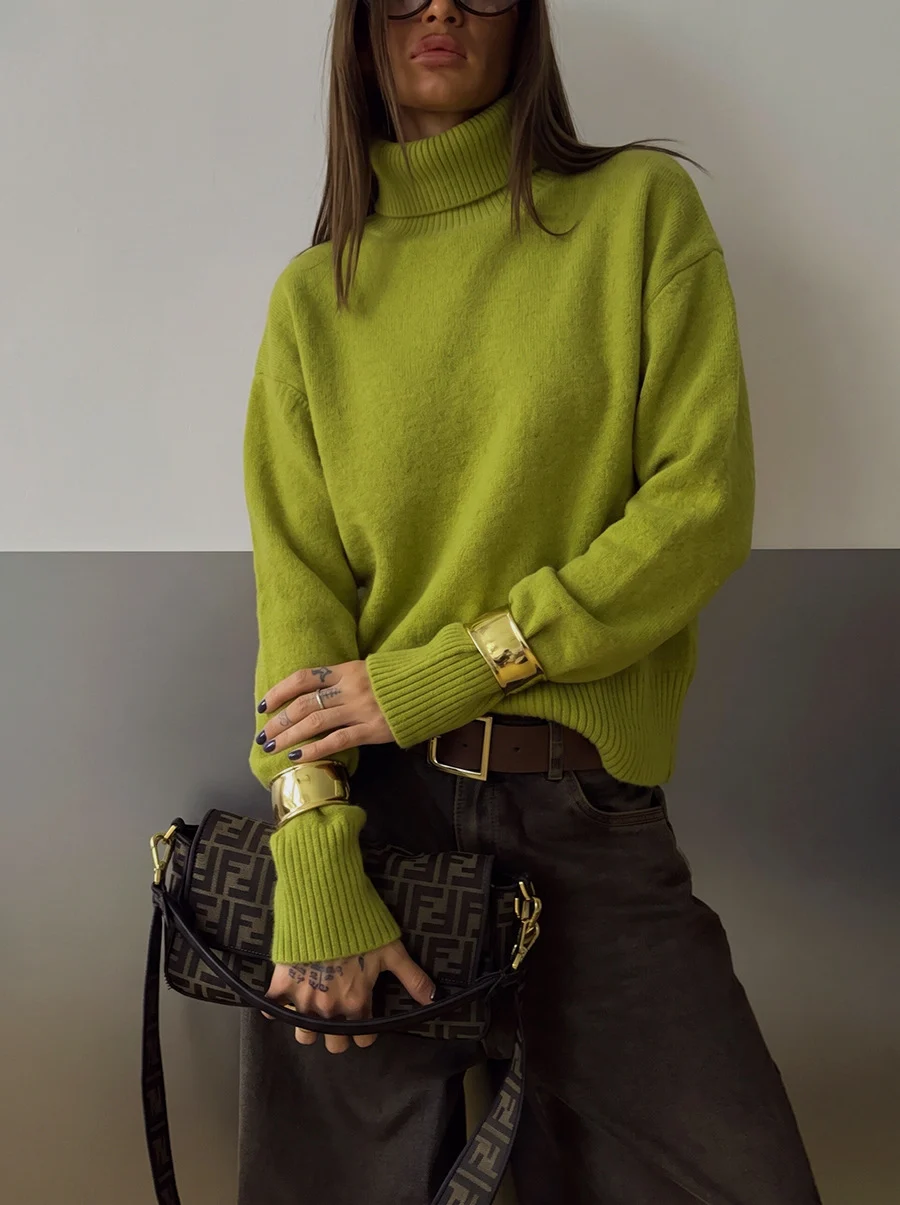 Solid-color Womens Loose-fitting Casual Knit Sweater — image 3