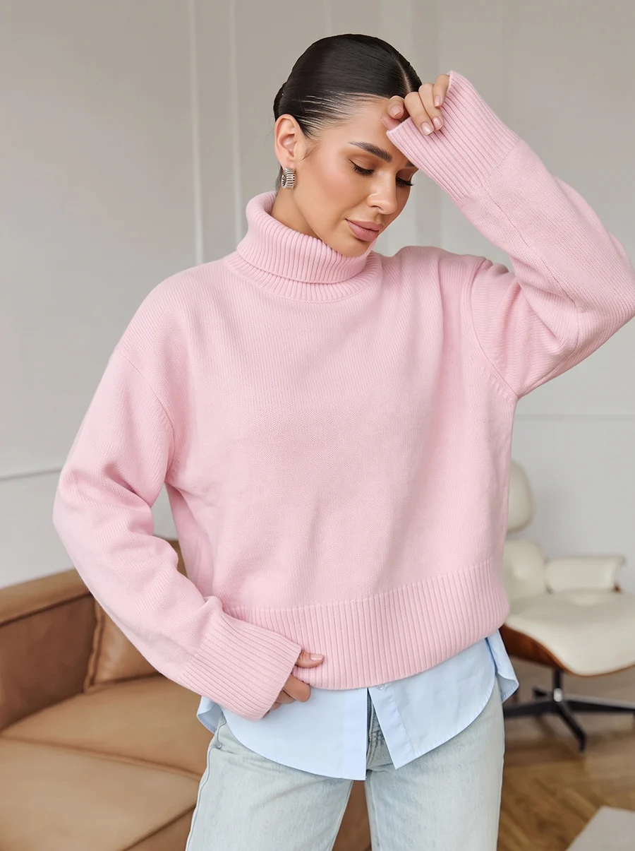 Solid-color Womens Loose-fitting Casual Knit Sweater — image 6