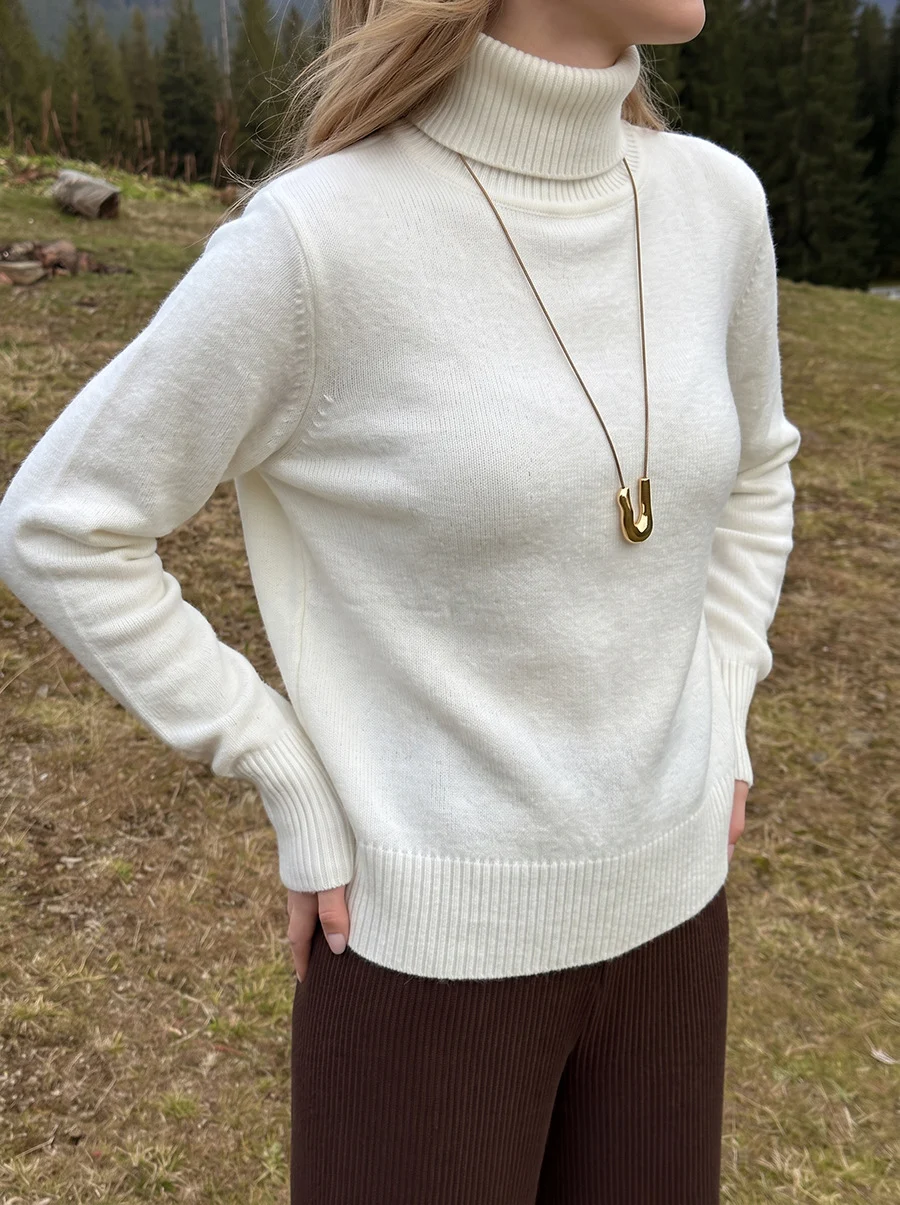 Solid-color Womens Loose-fitting Casual Knit Sweater — image 9