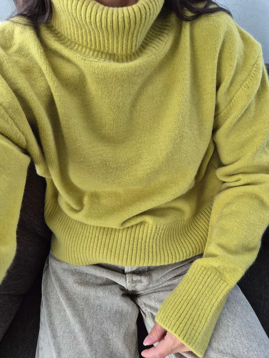 Solid-color Womens Loose-fitting Casual Knit Sweater — image 11