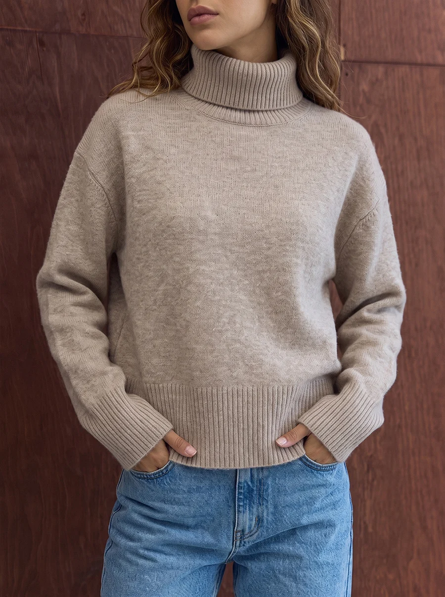 Solid-color Womens Loose-fitting Casual Knit Sweater — image 8