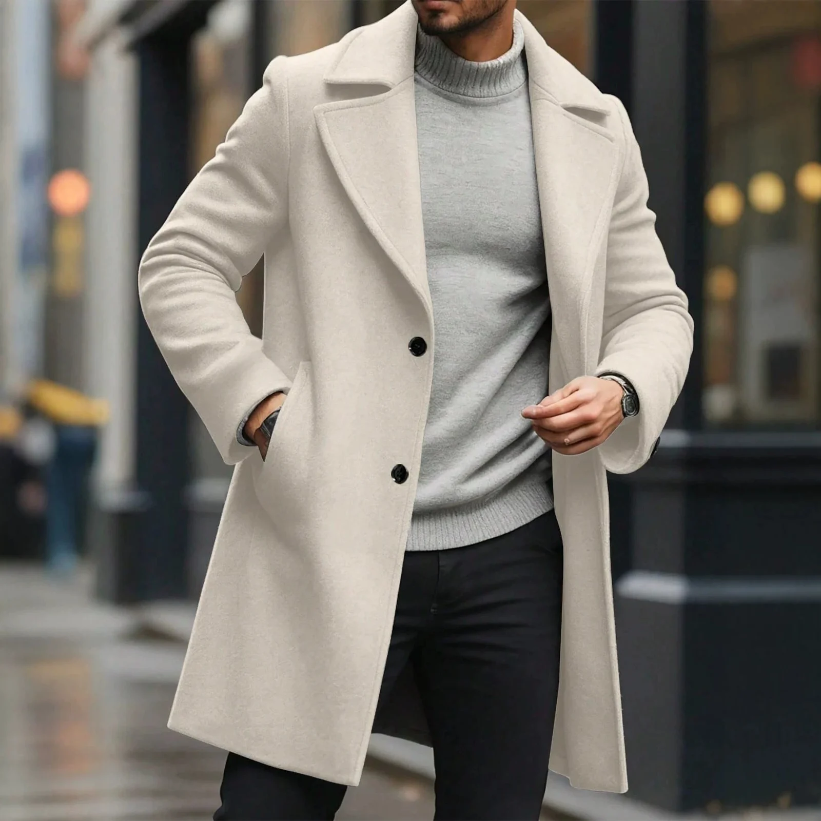 Solid-color Wool Mid-length Coat — image 6