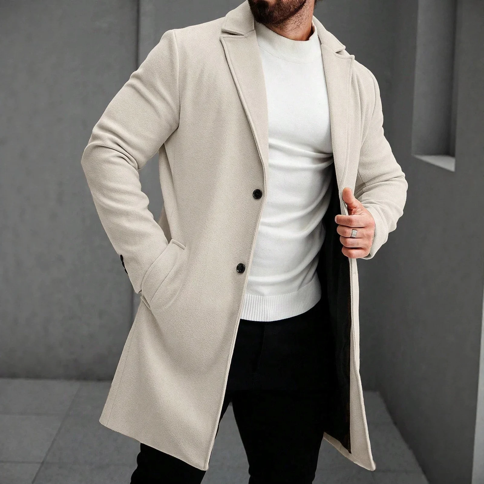 Solid-color Wool Mid-length Coat — image 4