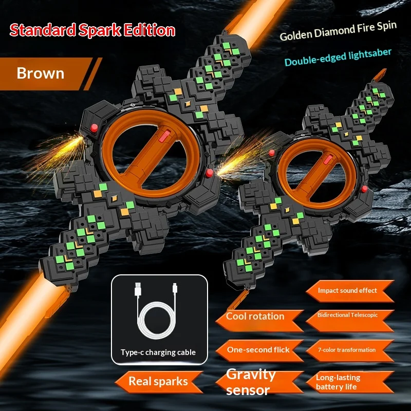 Sparkling Fireblade Dual-edged Spinning Retractable Toy For Children — image 3