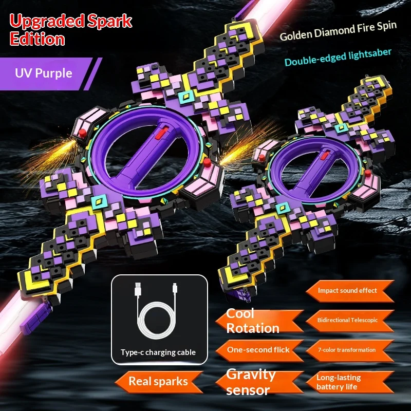 Sparkling Fireblade Dual-edged Spinning Retractable Toy For Children — image 7