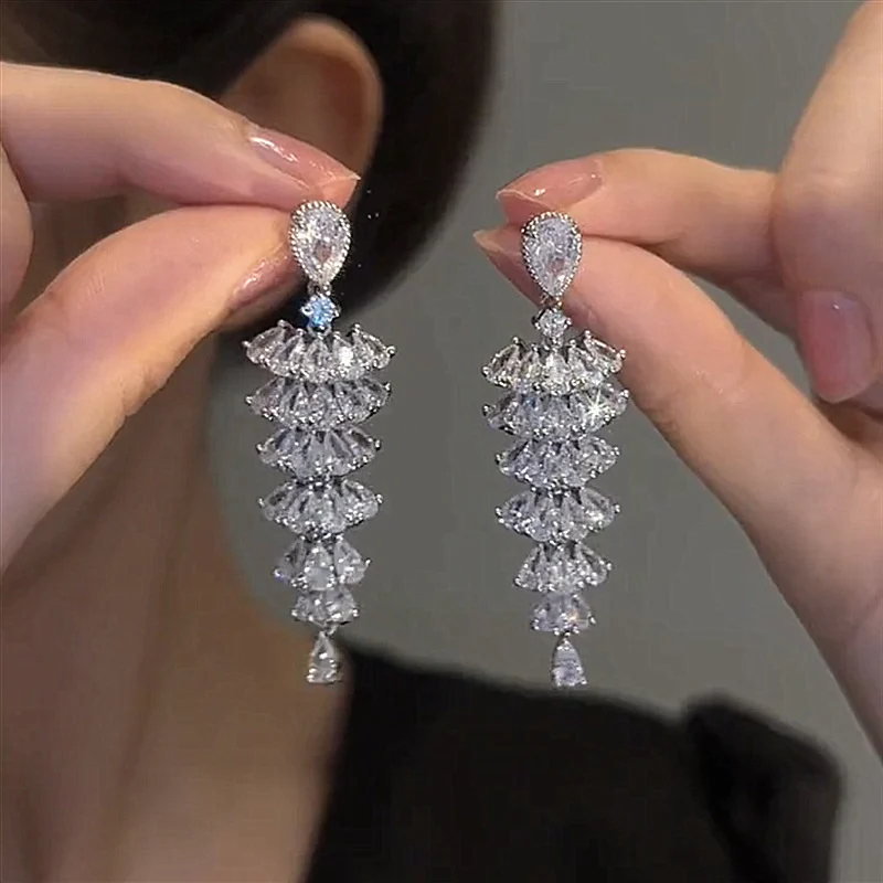 Sparkling Zircon Christmas Tree Drop Earrings For Women Xmas Plant Dangle New Year… — image 5