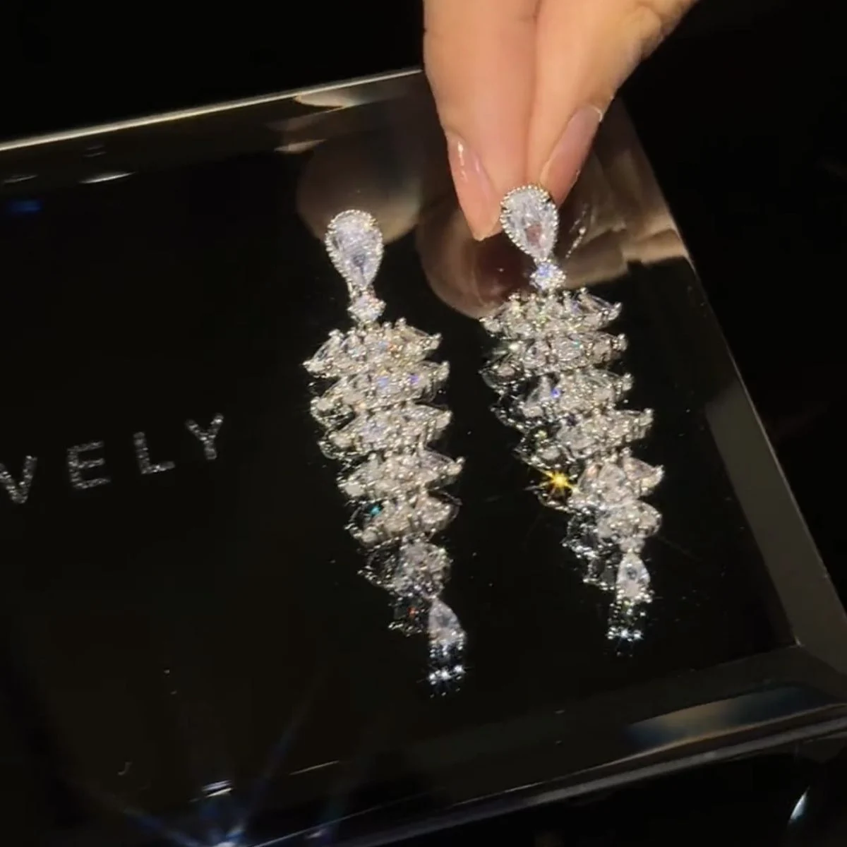 Sparkling Zircon Christmas Tree Drop Earrings For Women Xmas Plant Dangle New Year… — image 3