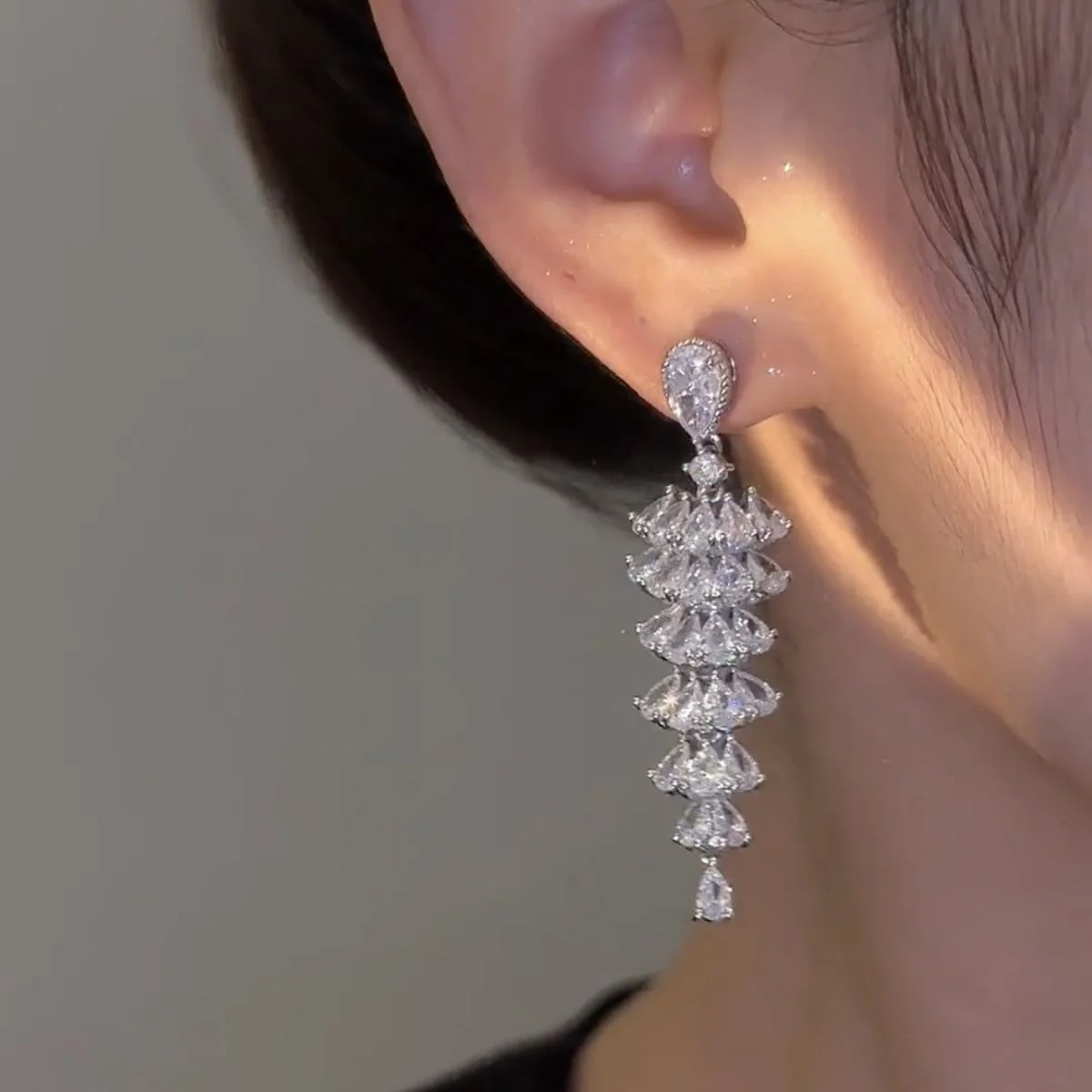 Sparkling Zircon Christmas Tree Drop Earrings For Women Xmas Plant Dangle New Year… — image 4