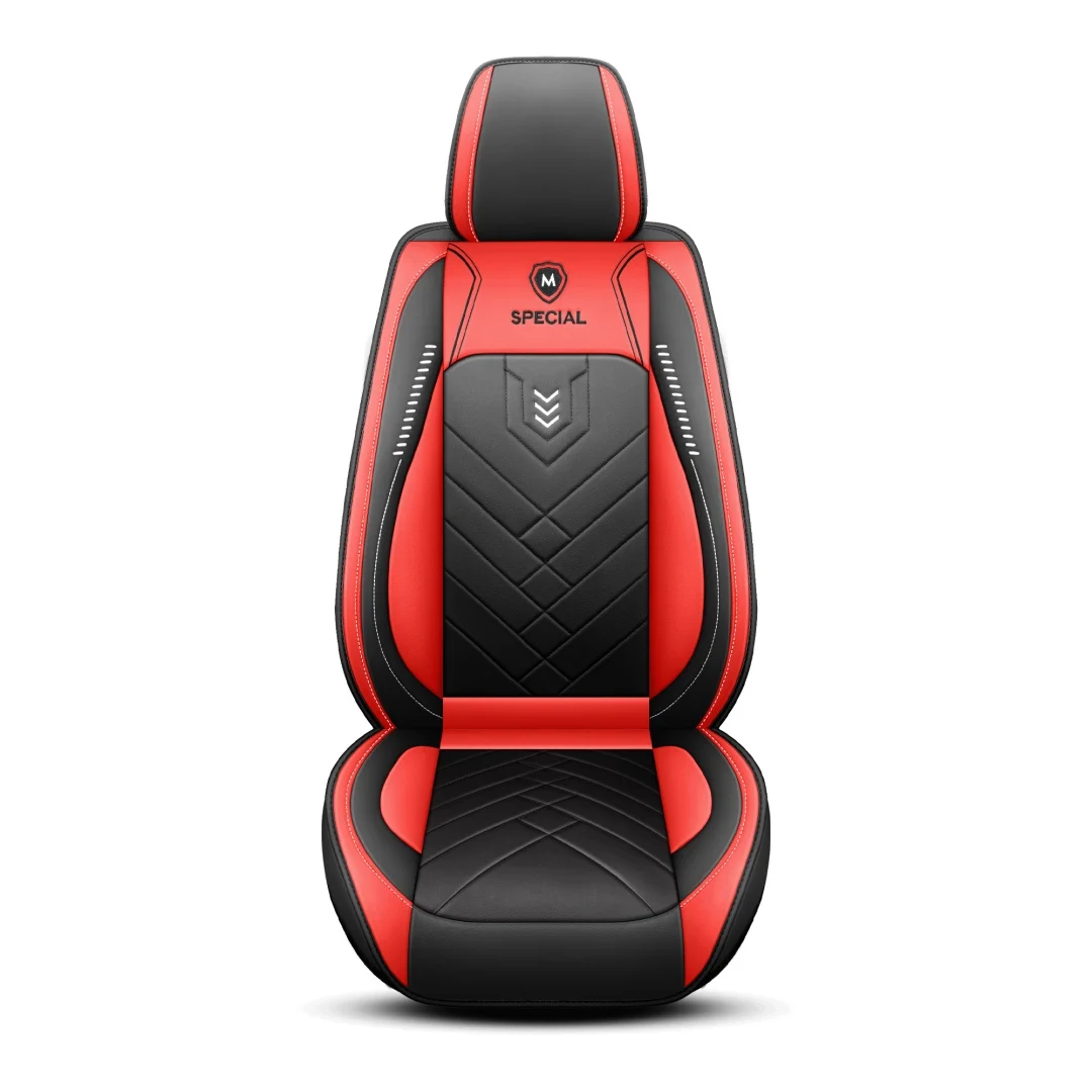 Sport Rocket Design Racing Car Seat Covers Red Black PU Leather Full 5-seat Set… — image 9