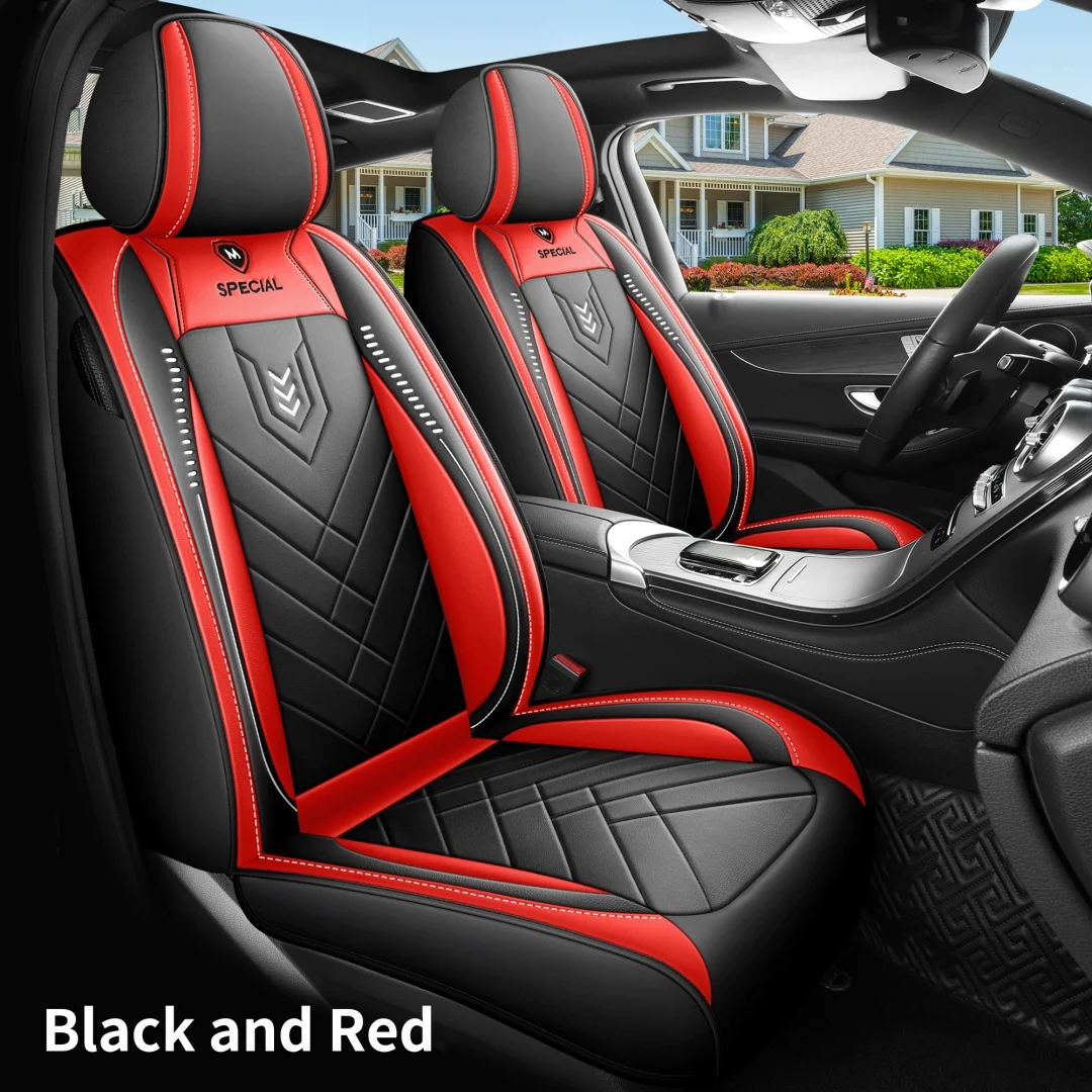 Sport Rocket Design Racing Car Seat Covers Red Black PU Leather Full 5-seat Set… — image 8