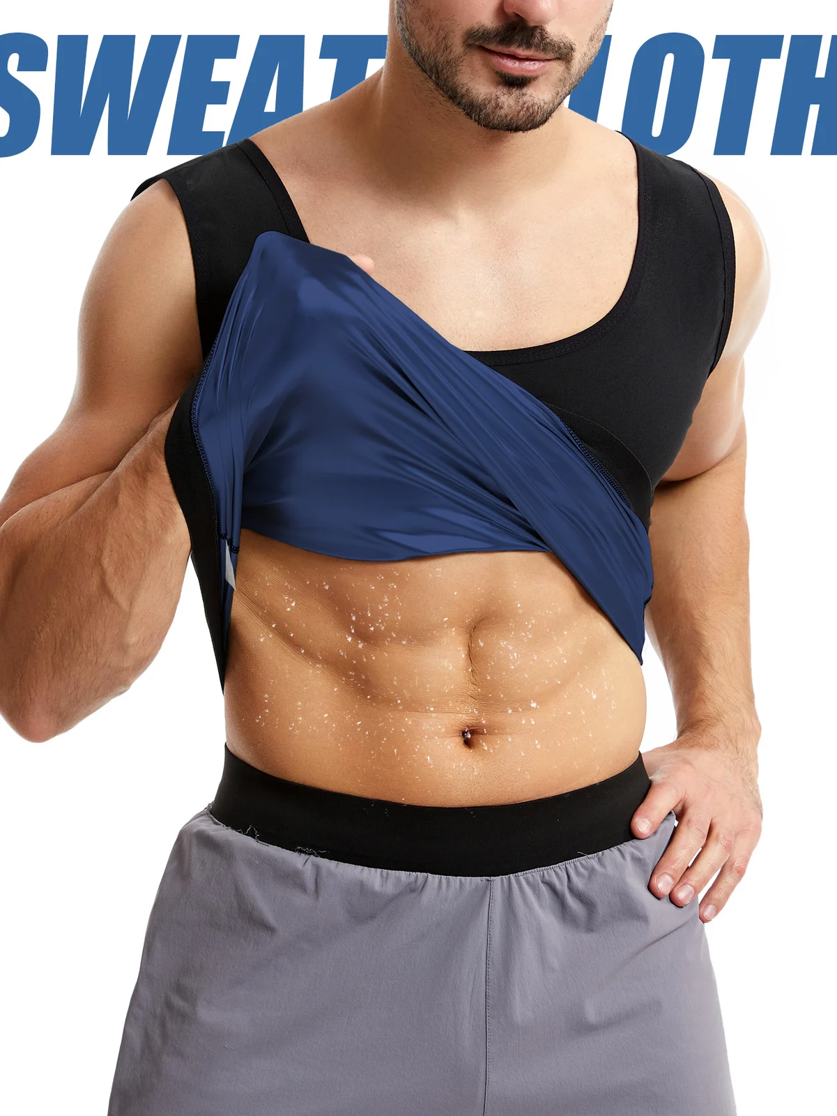 Sports Fitness Zipper Body Shaping Sweat Suit, Tummy Control Tight-fitting Yoga Sauna… — image 7