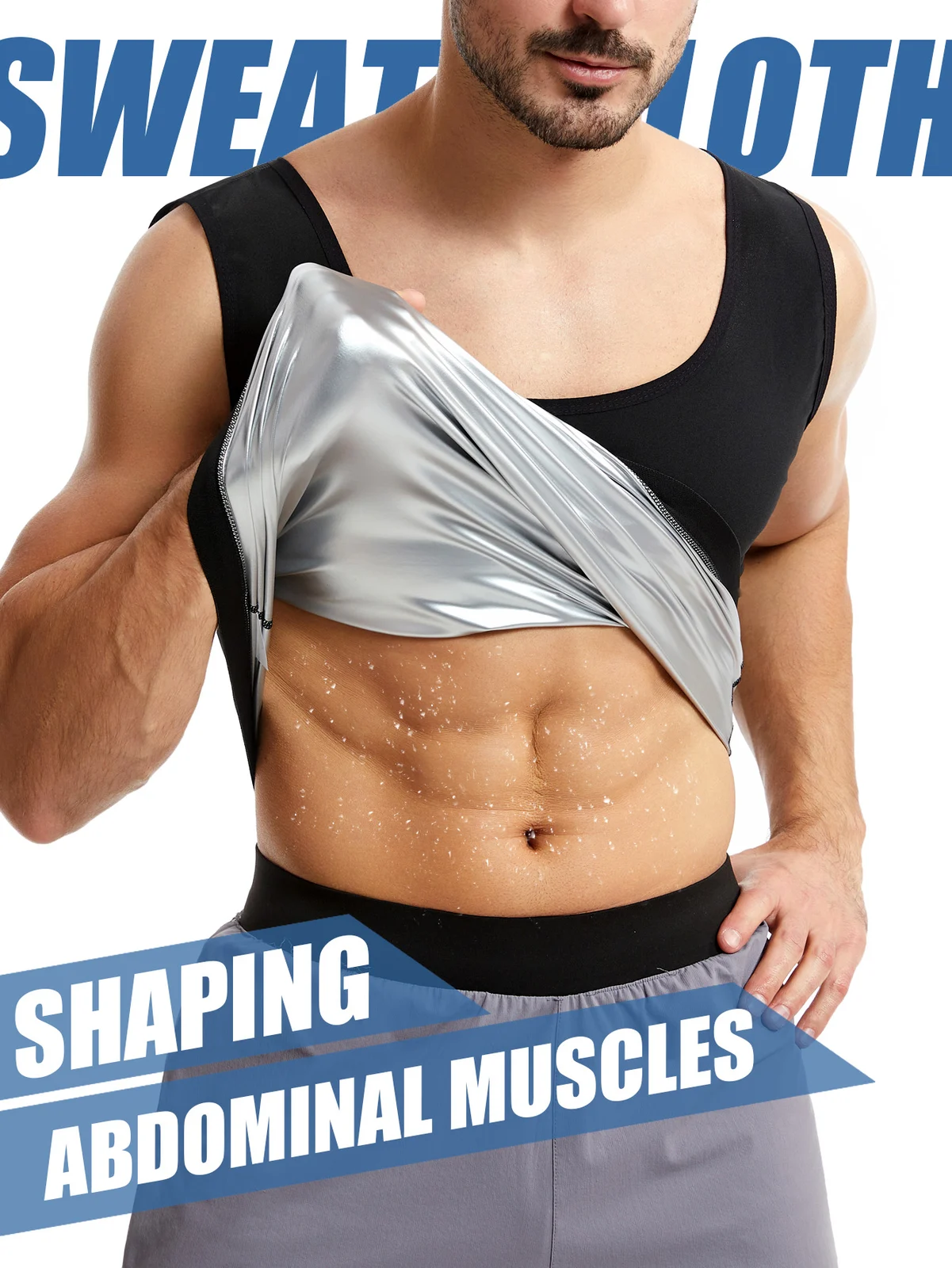 Sports Fitness Zipper Body Shaping Sweat Suit, Tummy Control Tight-fitting Yoga Sauna… — image 5