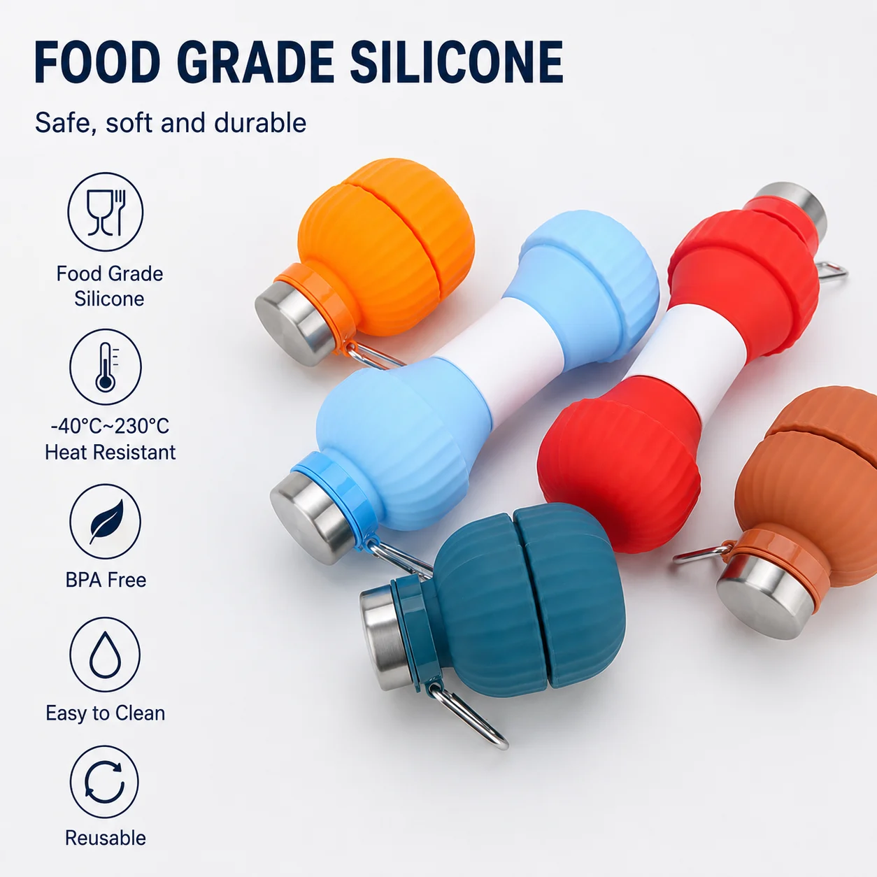 Sports Kettle Summer Large Capacity Silicone Cyber Celebrous Outdoor Foldable Water Cup — image 4