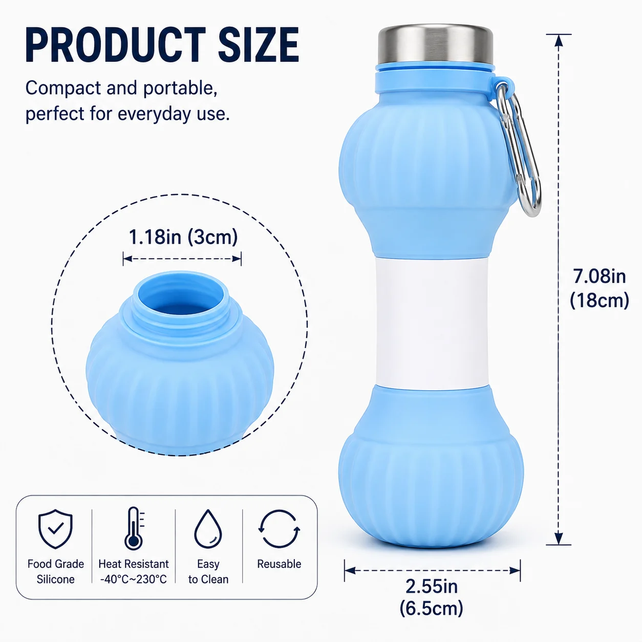 Sports Kettle Summer Large Capacity Silicone Cyber Celebrous Outdoor Foldable Water Cup — image 7