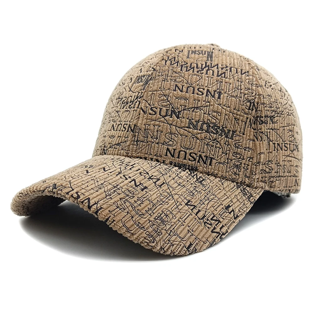 Spring And Autumn British Style Retro Full-print Lettered Baseball Cap, Corduroy… — image 4