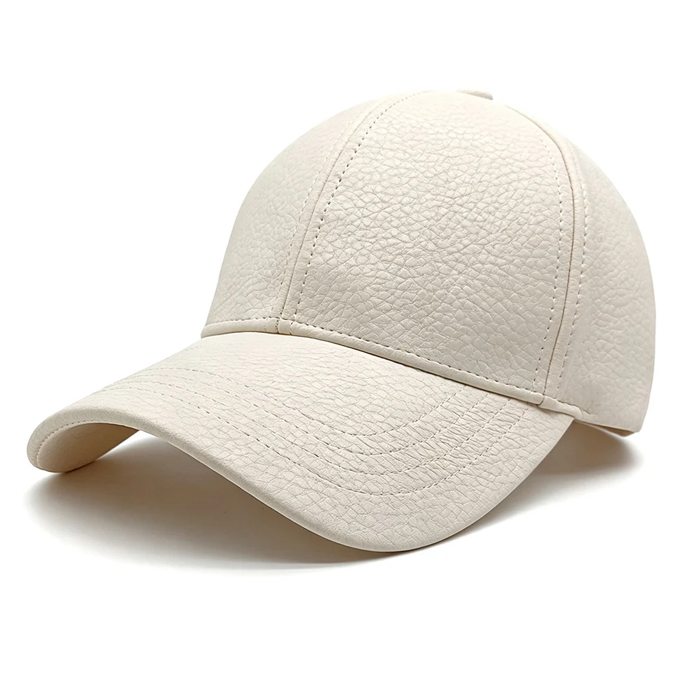 Spring And Autumn Glossy Lychee-patterned PU Leather Baseball Cap, Simple Stylish,… — image 5