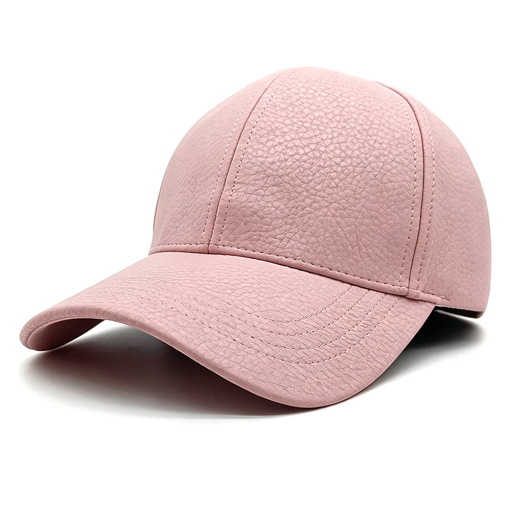 Spring And Autumn Glossy Lychee-patterned PU Leather Baseball Cap, Simple Stylish,… — image 3