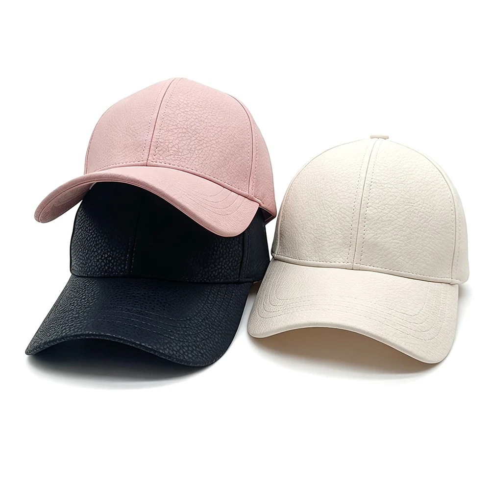 Spring And Autumn Glossy Lychee-patterned PU Leather Baseball Cap, Simple Stylish,… — image 6