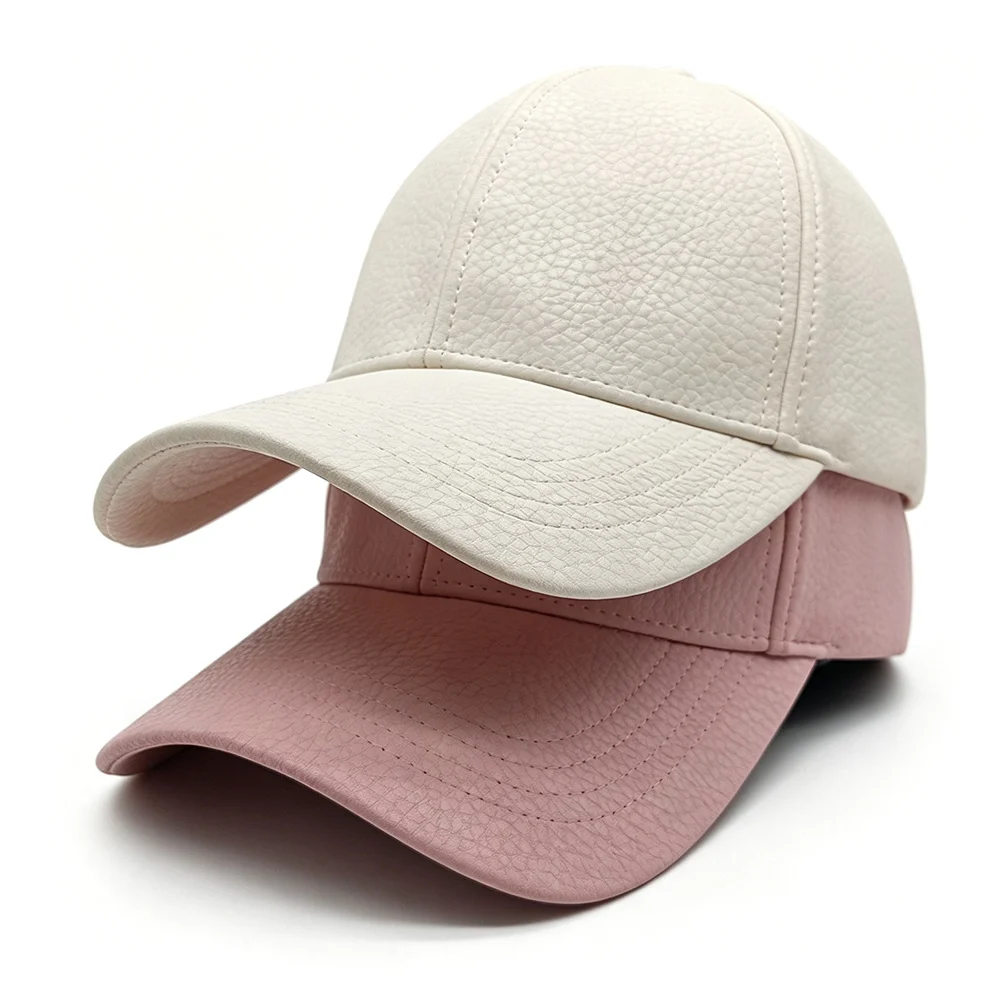 Spring And Autumn Glossy Lychee-patterned PU Leather Baseball Cap, Simple Stylish,… — image 4