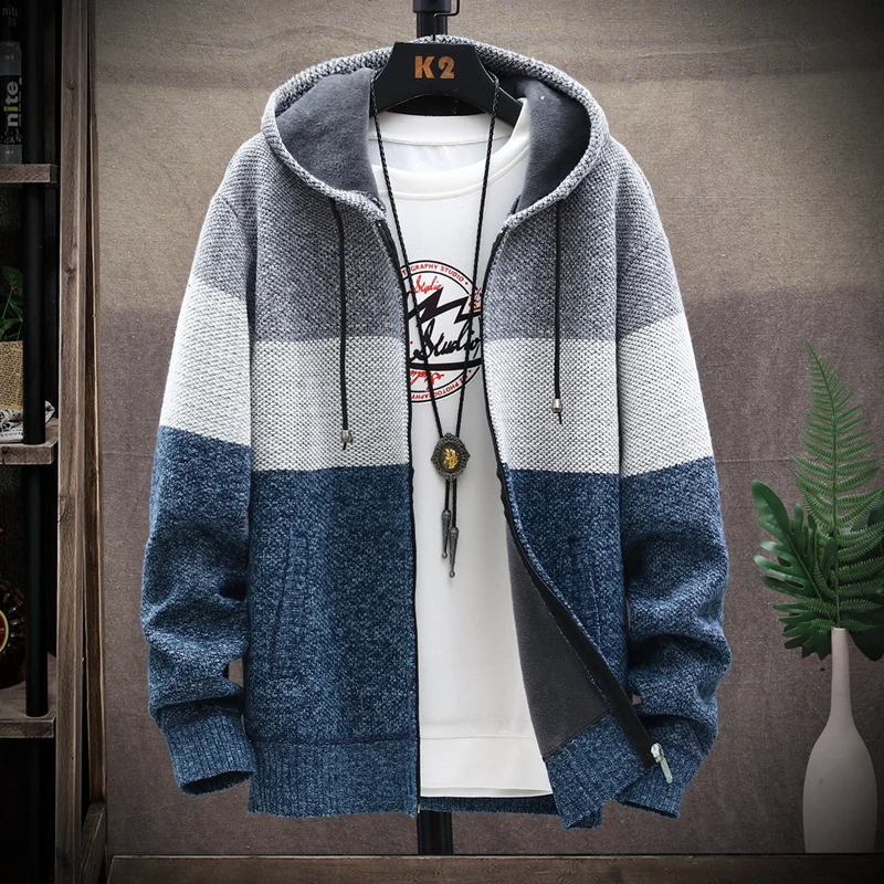 Spring And Autumn New Men's Gradient Plus Velvet Padded Sweater Large Size Coat… — image 3