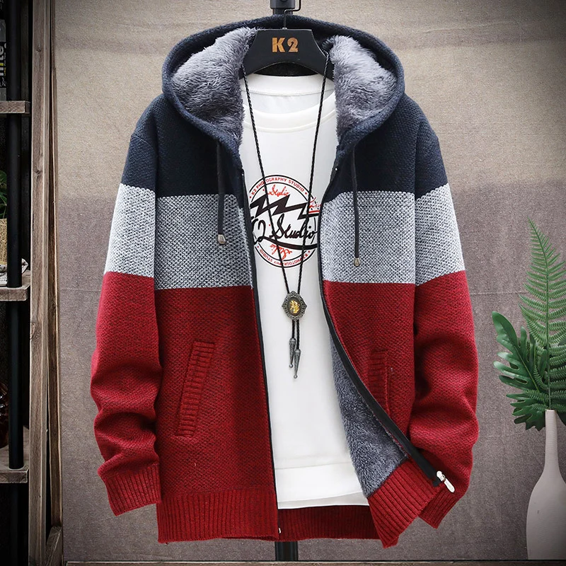 Spring And Autumn New Men's Gradient Plus Velvet Padded Sweater Large Size Coat… — image 5