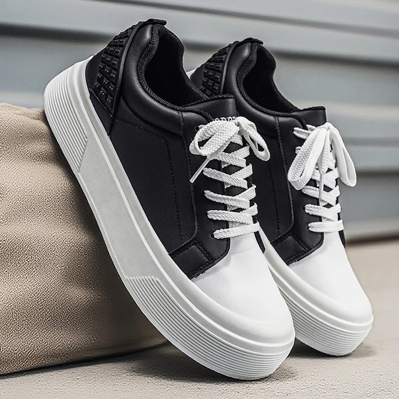 Spring & Autumn New Men's Shoes, Platform Heightening Black White Skate Large Size… — image 6