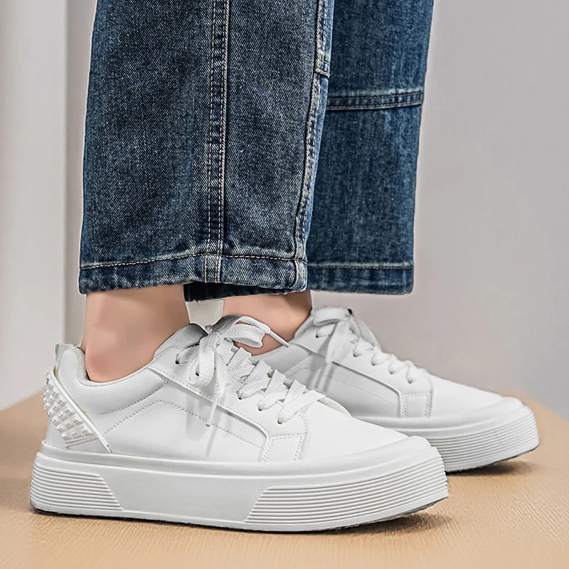 Spring & Autumn New Men's Shoes, Platform Heightening Black White Skate Large Size… — image 4