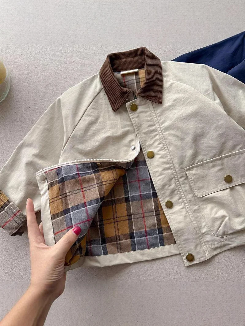 Spring Boys' And Girls' Korean-style Plaid Patchwork Jacket — image 7