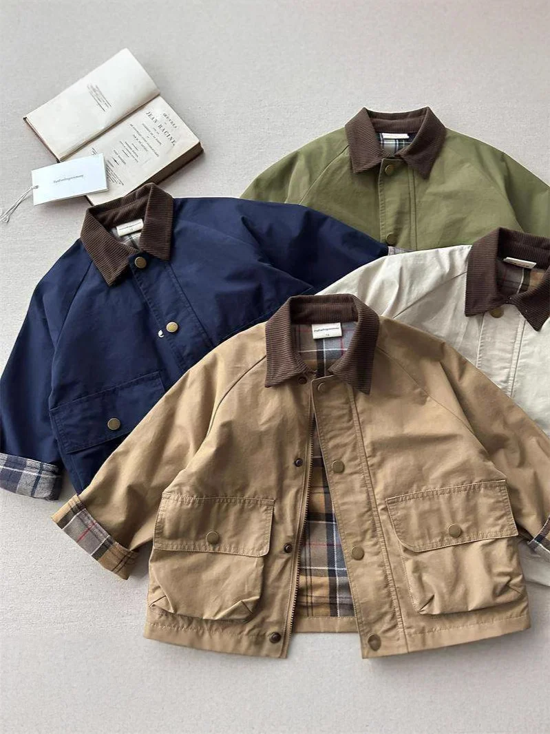 Spring Boys' And Girls' Korean-style Plaid Patchwork Jacket — image 8