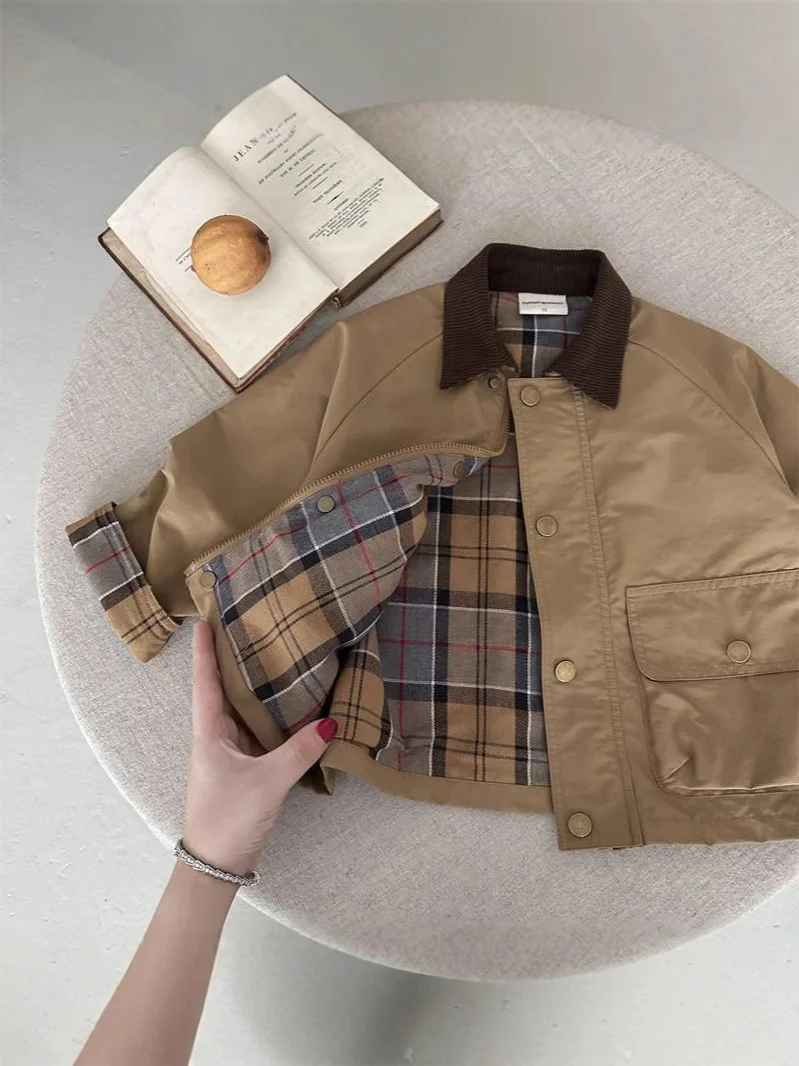 Spring Boys' And Girls' Korean-style Plaid Patchwork Jacket — image 6