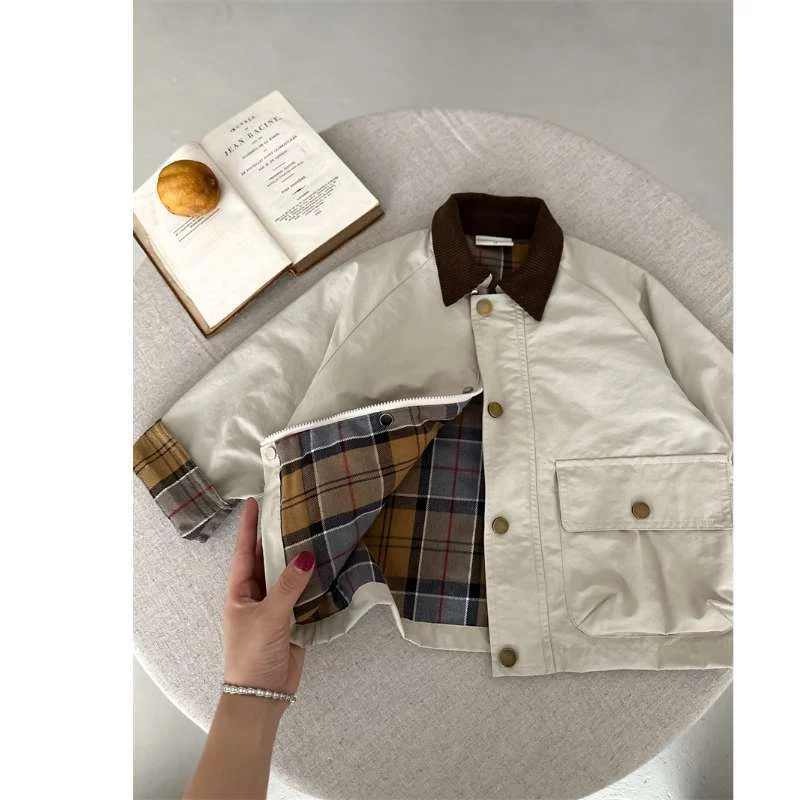 Spring Boys' And Girls' Korean-style Plaid Patchwork Jacket — image 3