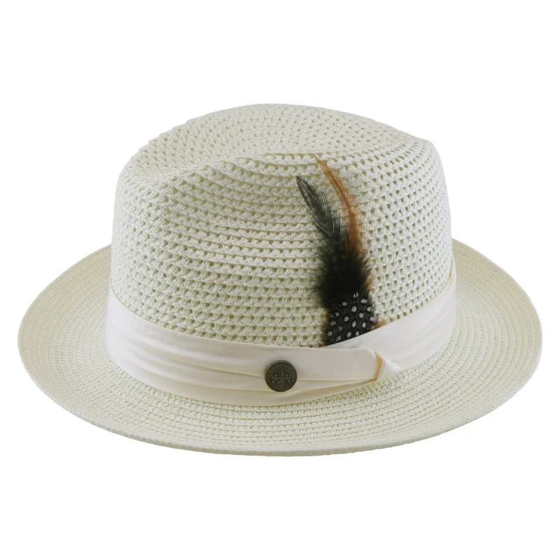 Spring Summer Mens And Womens Seaside Beach Holiday Flat-brim Straw Hat — variant image