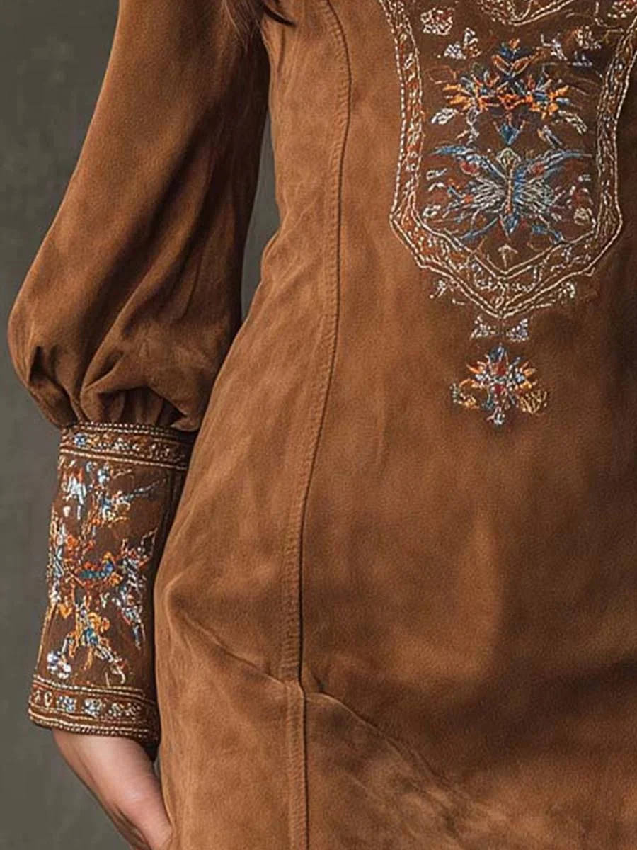 Spring Summer New Women's Long Sleeve V Neck Sexy Dress Embroidered — image 2