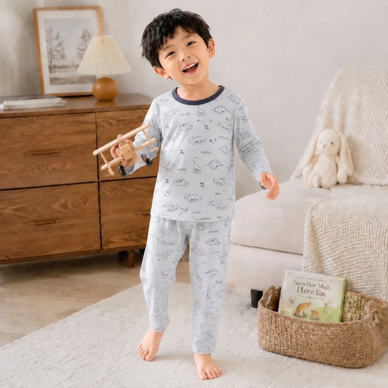 Springautumn Boneless Boys And Girls Autumn Top Pants Set 7A Antibacterial Underwear — image 11