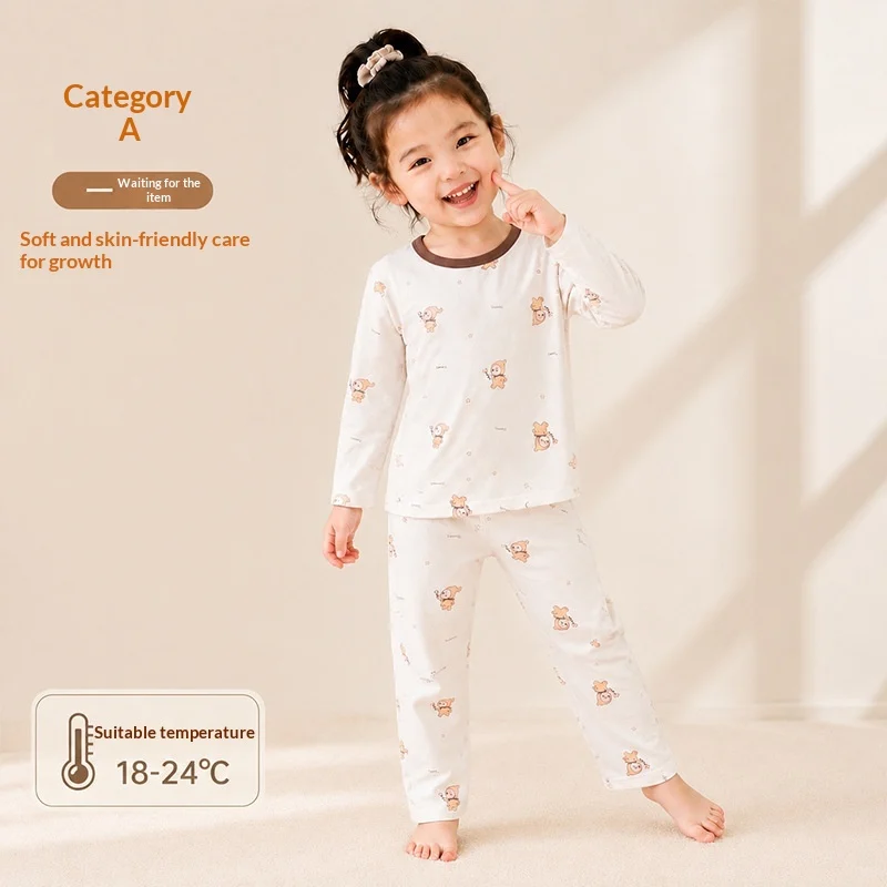Springautumn Boneless Boys And Girls Autumn Top Pants Set 7A Antibacterial Underwear — image 3