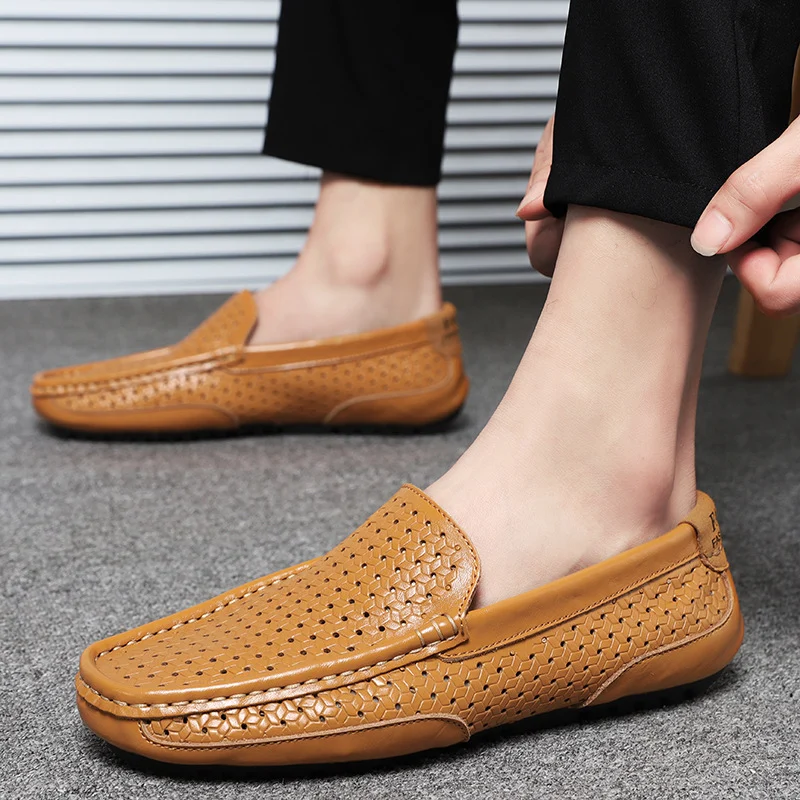 Springautumn Hollowed-out Loafers For Men, Breathable, British Style — image 2
