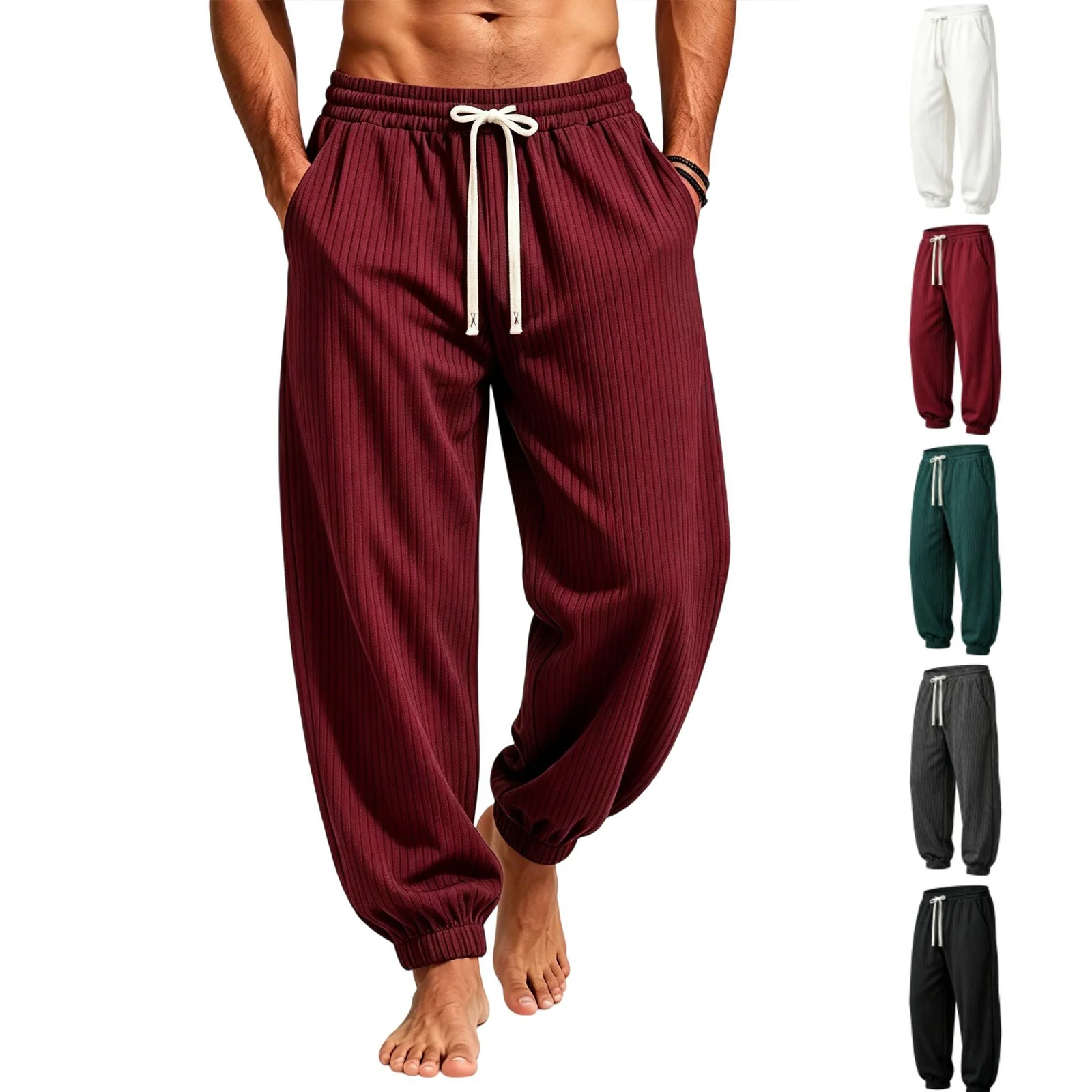 Springsummer Loose-fit Casual Pants With Drawstrings — image 2