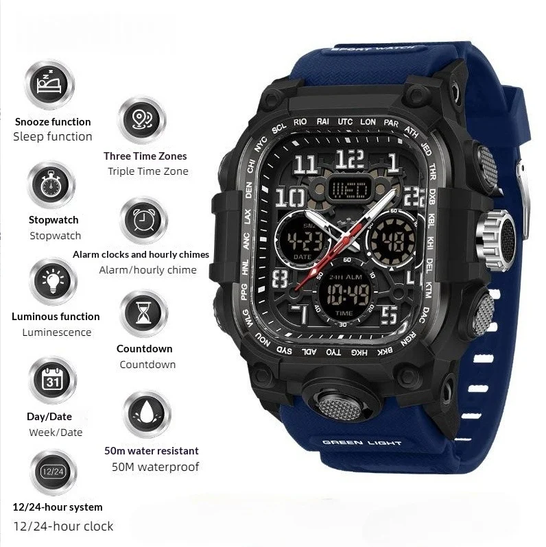 Square Digital Watch Waterproof Sports Countdown Timer Multifunctional Outdoor Hiking… — image 8