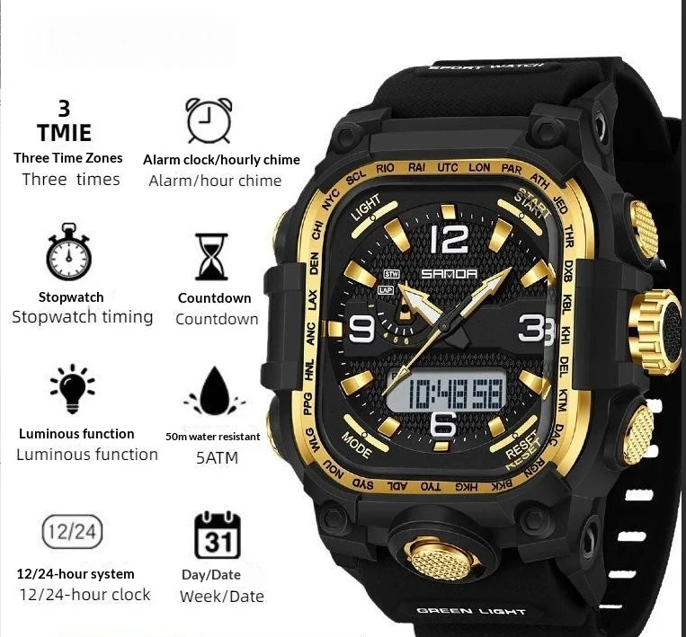 Square Digital Watch Waterproof Sports Countdown Timer Multifunctional Outdoor Hiking… — variant image