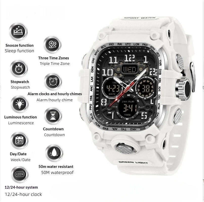 Square Digital Watch Waterproof Sports Countdown Timer Multifunctional Outdoor Hiking… — variant image