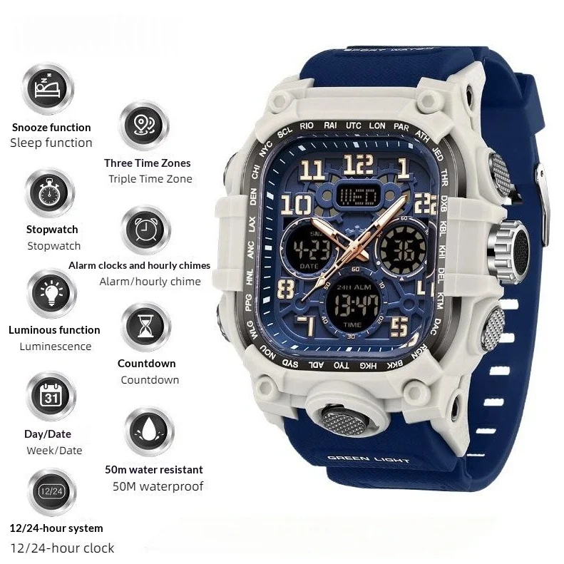 Square Digital Watch Waterproof Sports Countdown Timer Multifunctional Outdoor Hiking… — variant image