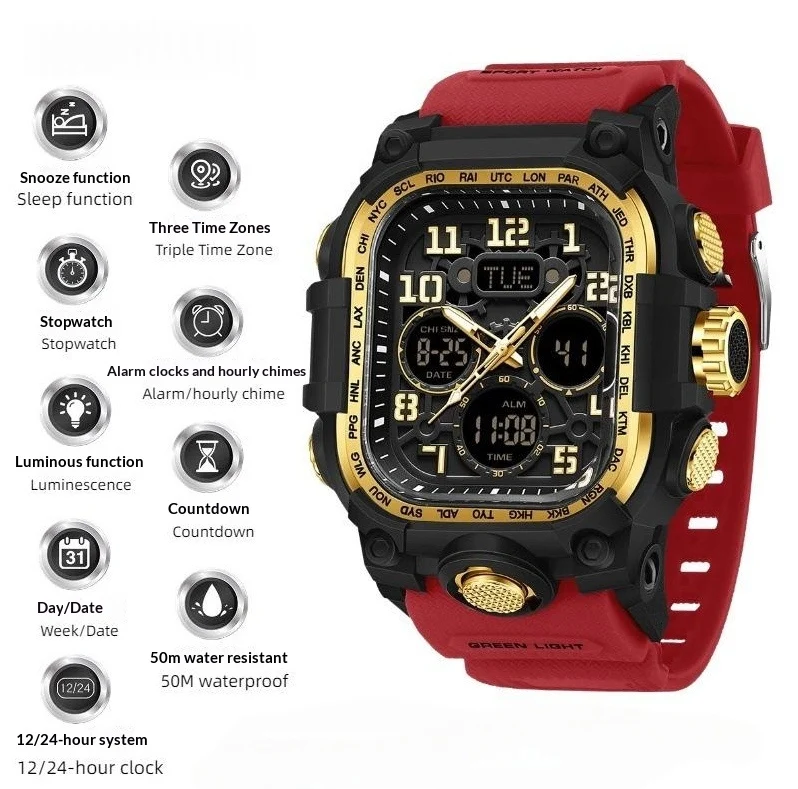 Square Digital Watch Waterproof Sports Countdown Timer Multifunctional Outdoor Hiking… — variant image