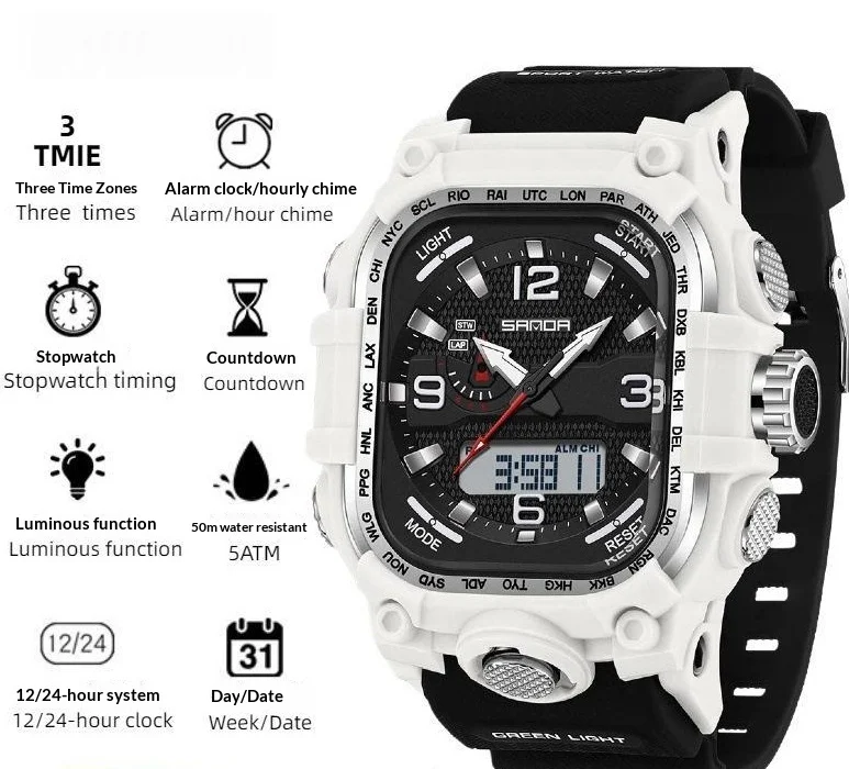 Square Digital Watch Waterproof Sports Countdown Timer Multifunctional Outdoor Hiking… — image 3