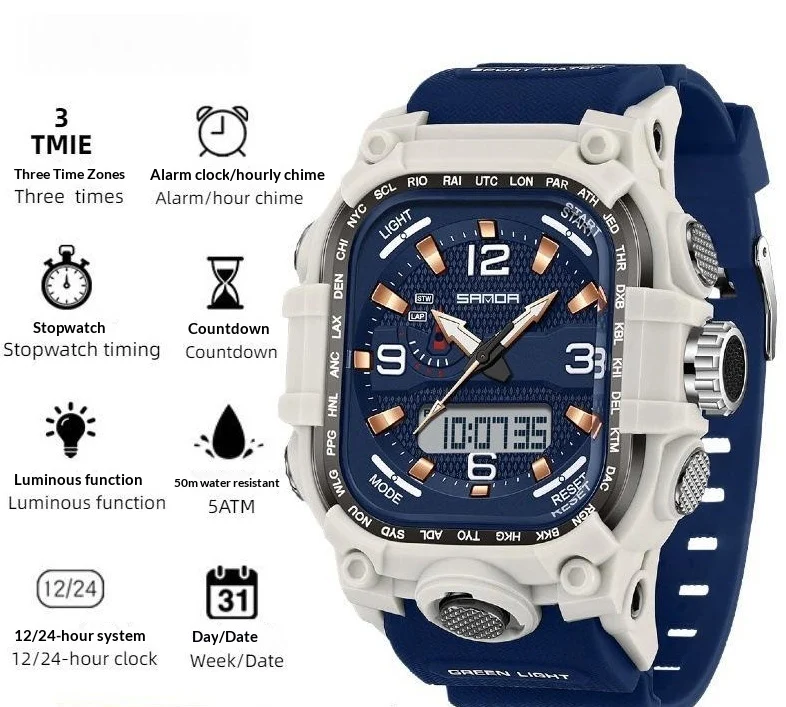 Square Digital Watch Waterproof Sports Countdown Timer Multifunctional Outdoor Hiking… — variant image