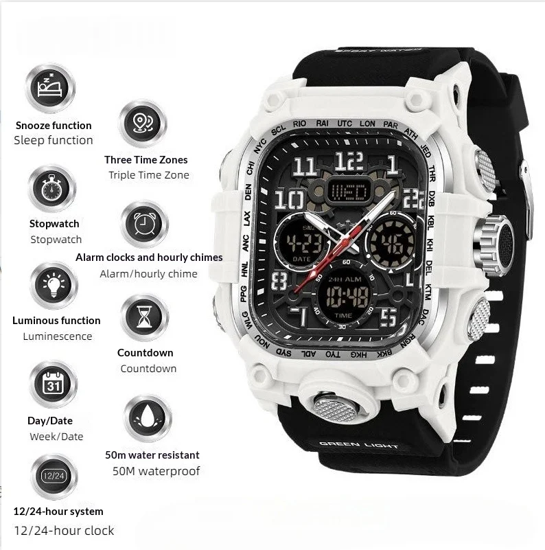 Square Digital Watch Waterproof Sports Countdown Timer Multifunctional Outdoor Hiking… — variant image