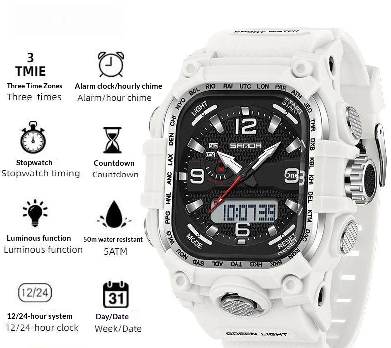 Square Digital Watch Waterproof Sports Countdown Timer Multifunctional Outdoor Hiking… — image 4