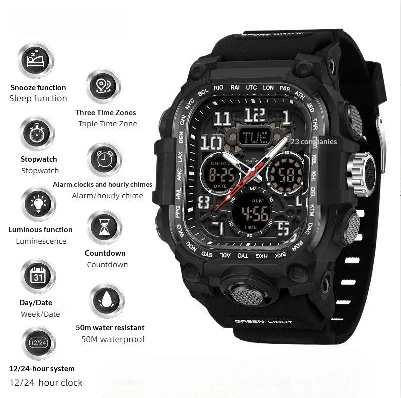 Square Digital Watch Waterproof Sports Countdown Timer Multifunctional Outdoor Hiking… — image 7