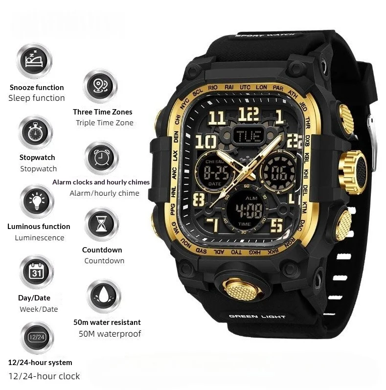 Square Digital Watch Waterproof Sports Countdown Timer Multifunctional Outdoor Hiking… — variant image