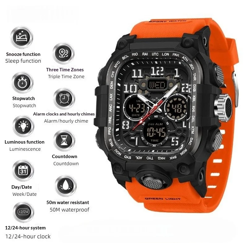 Square Digital Watch Waterproof Sports Countdown Timer Multifunctional Outdoor Hiking… — variant image