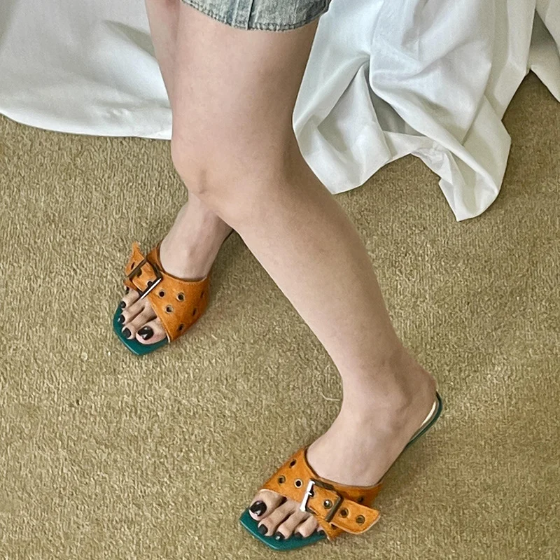 Square-toe Studded Mule Sandals For Women — image 2